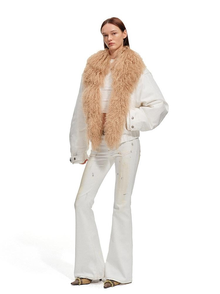 NAWSNOTAWEAR 90 Percent White Duck Down Removable Fur Loose Commuter Women Down Jackets