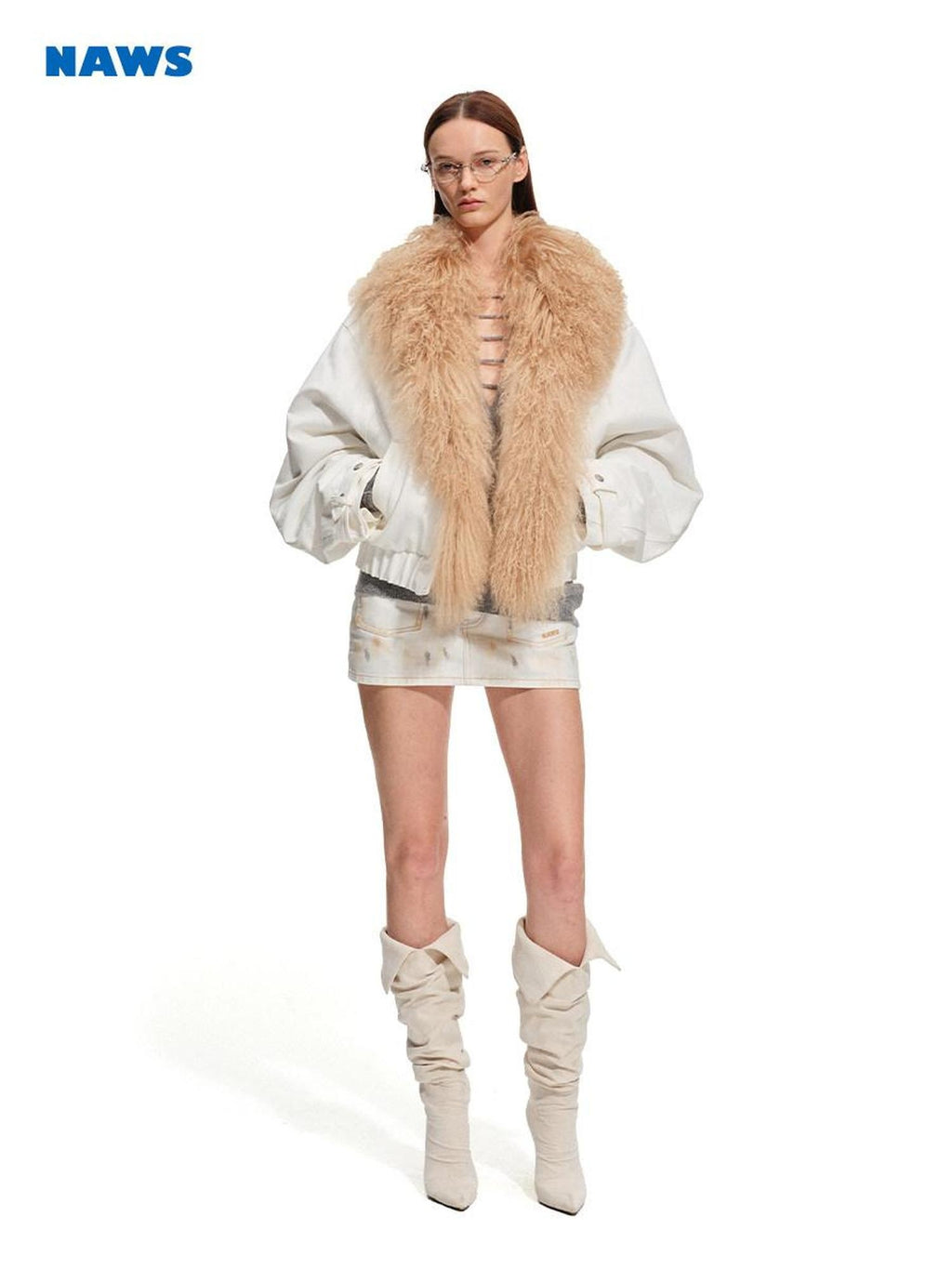 NAWSNOTAWEAR 90 Percent White Duck Down Removable Fur Loose Commuter Women Down Jackets