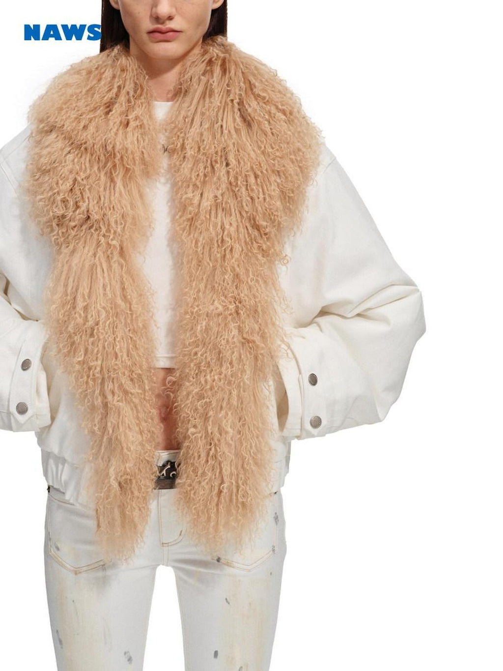 NAWSNOTAWEAR 90 Percent White Duck Down Removable Fur Loose Commuter Women Down Jackets