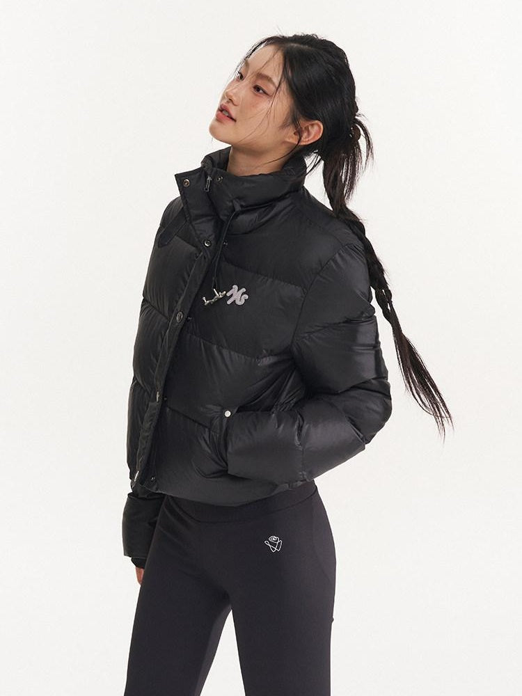 NAWSNOTAWEAR 90 Percent White Duck Down Short Cape Stand Collar Hidden Placket Down Jackets