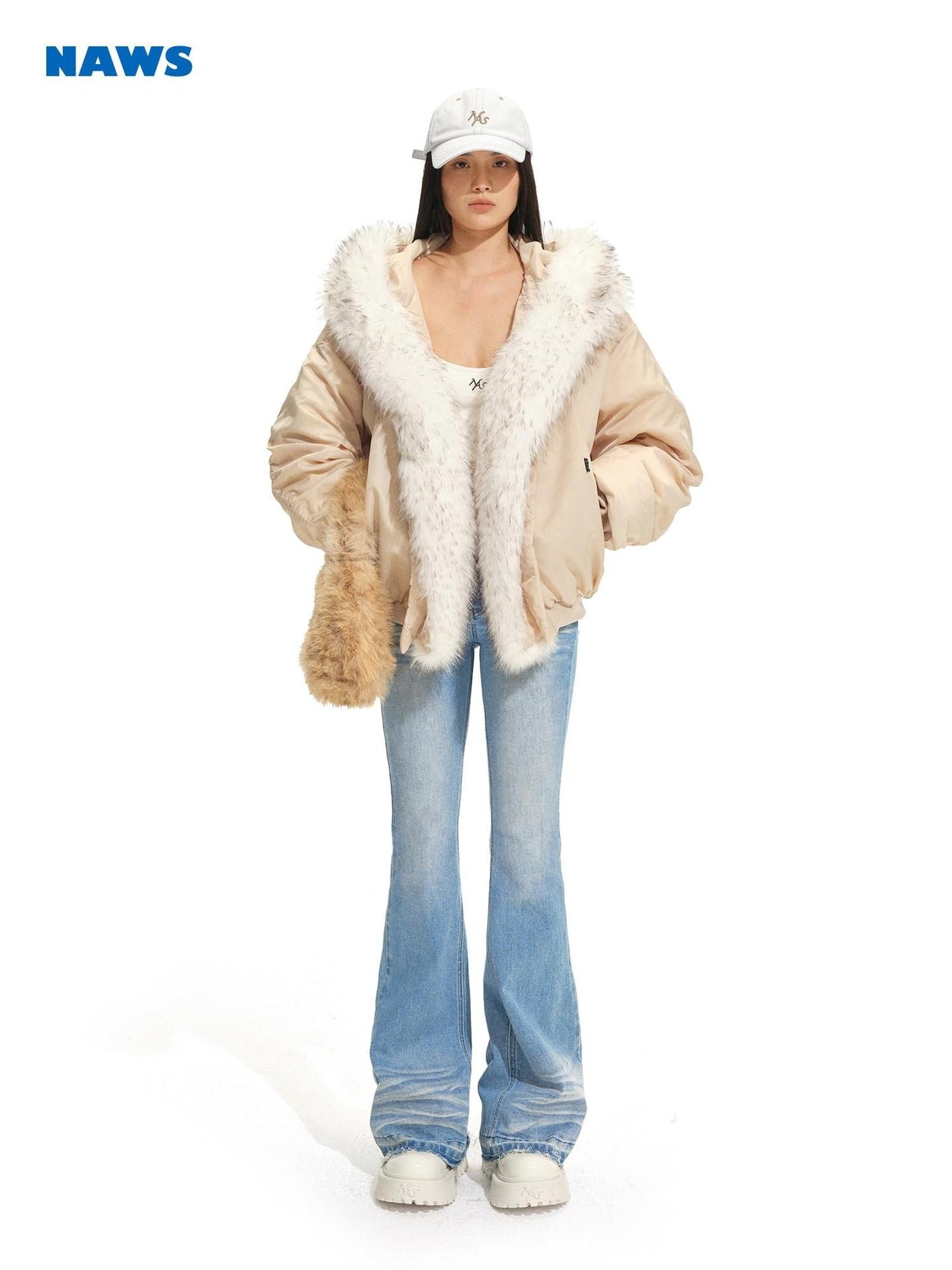 NAWSNOTAWEAR 90 Percent White Duck Down Warm Thick Hooded Retro Regular Fit Down Jackets