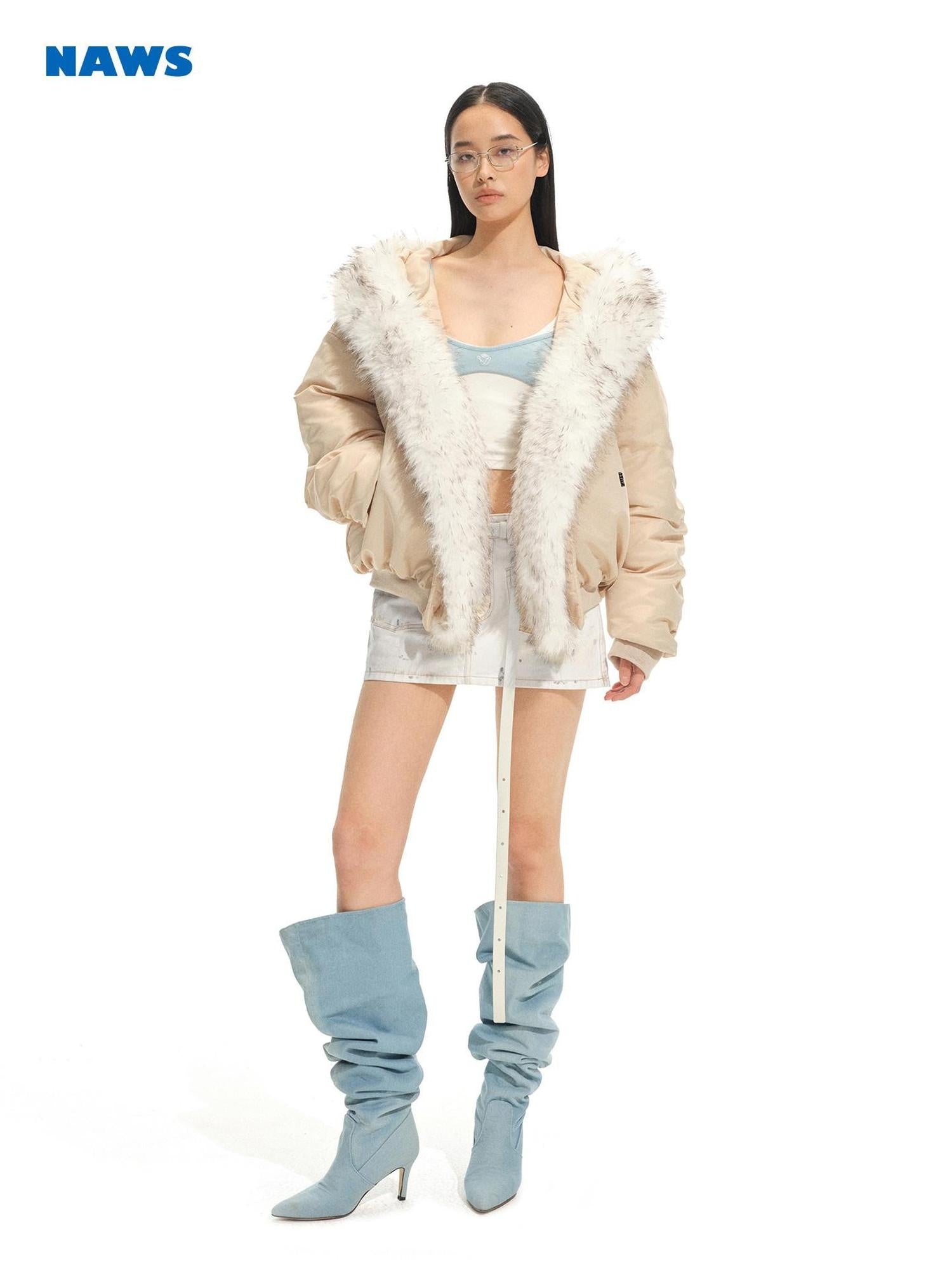 NAWSNOTAWEAR 90 Percent White Duck Down Warm Thick Hooded Retro Regular Fit Down Jackets