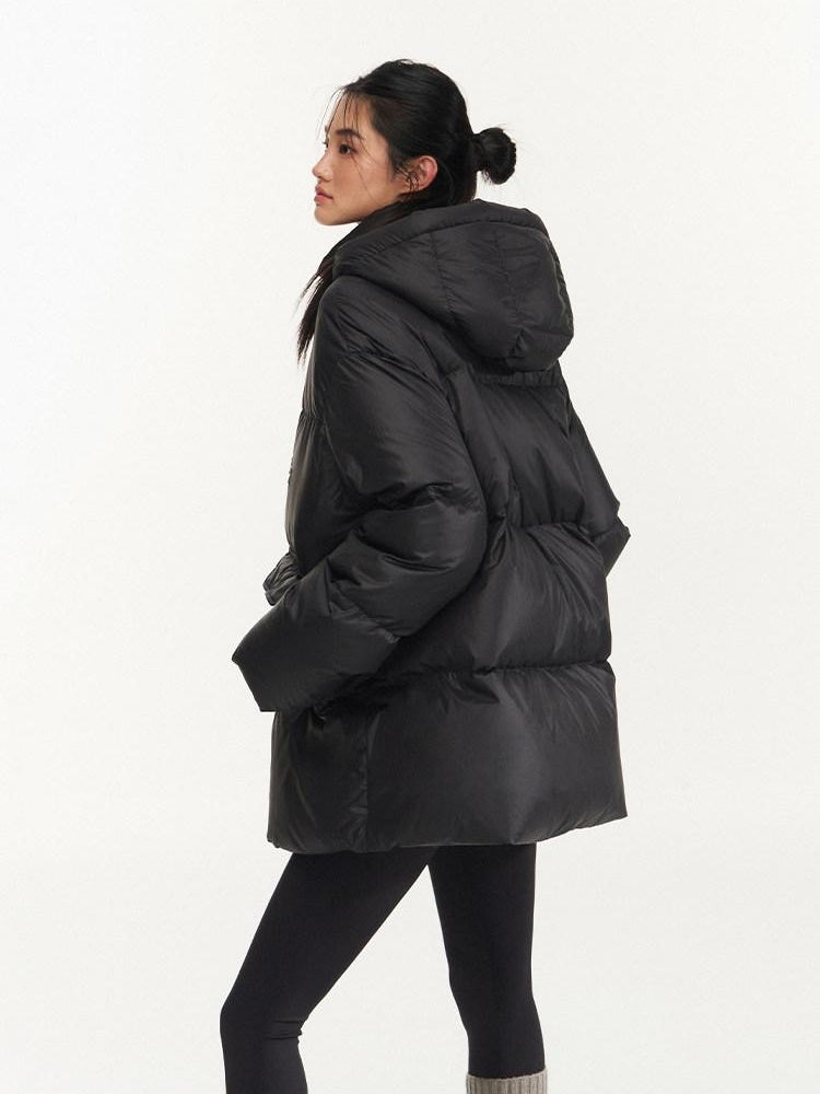 NAWSNOTAWEAR 90 White Duck 300G Commuter Straight Hooded Midlength Insulated Down Jackets