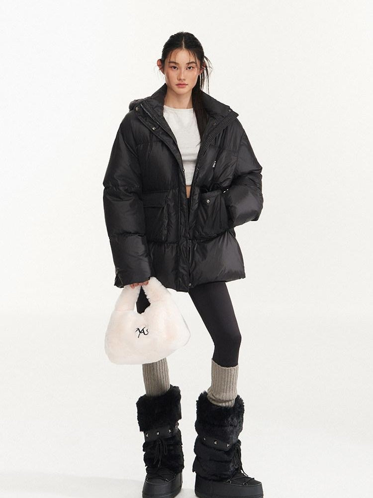 NAWSNOTAWEAR 90 White Duck 300G Commuter Straight Hooded Midlength Insulated Down Jackets