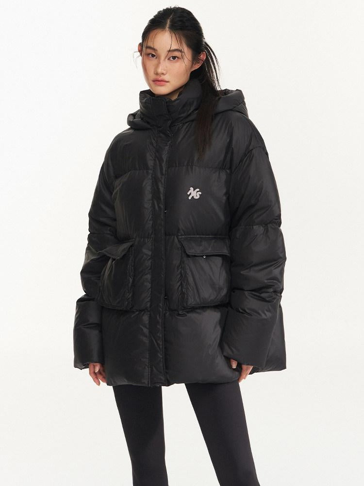 NAWSNOTAWEAR 90 White Duck 300G Commuter Straight Hooded Midlength Insulated Down Jackets