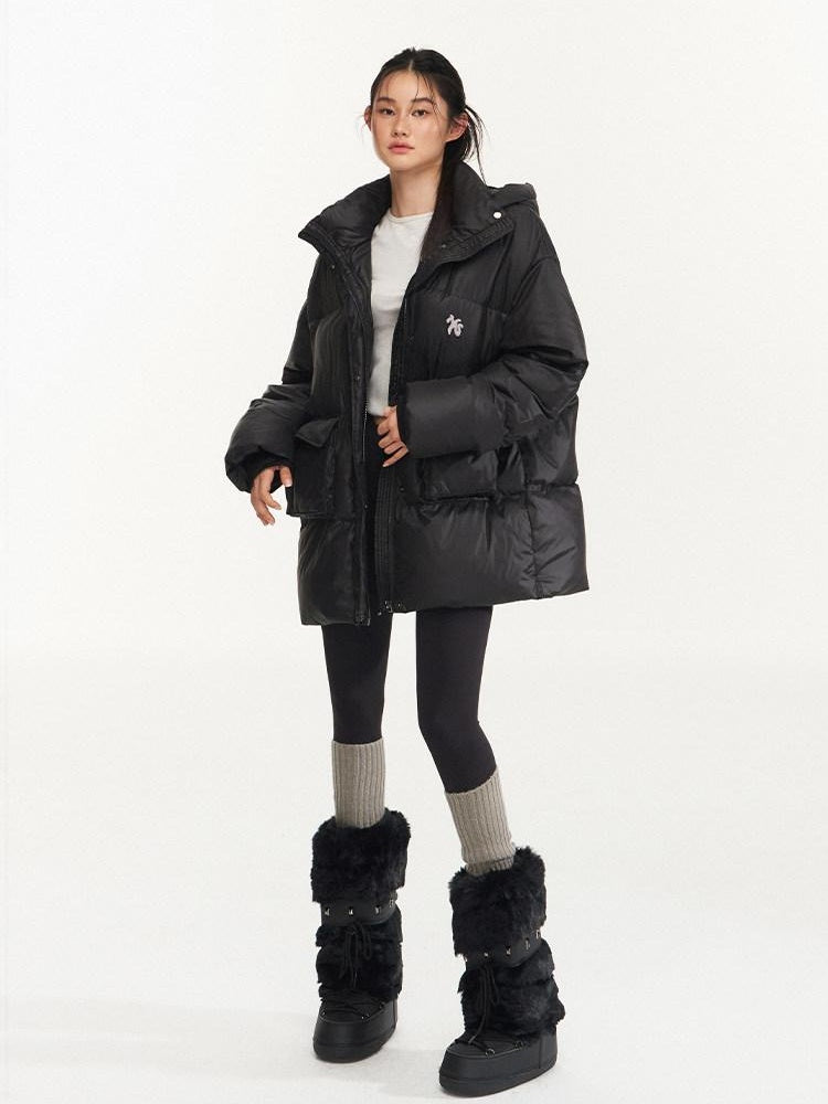 NAWSNOTAWEAR 90 White Duck 300G Commuter Straight Hooded Midlength Insulated Down Jackets