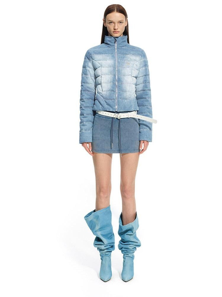 NAWSNOTAWEAR 90 White Duck Down Eco Washed Cotton Straight Fit Commuter Zipper Down Jackets