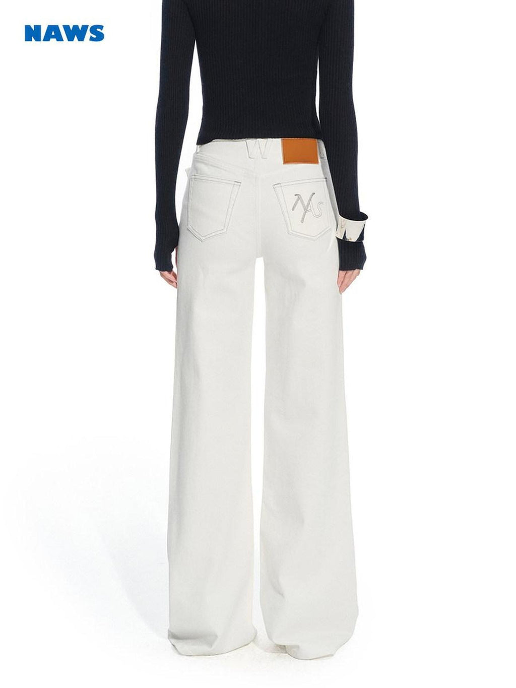 NAWSNOTAWEAR Arctic Inspired Comfort Mid Stretch Natural Waist Snowmelt White Women Straight Leg Jeans