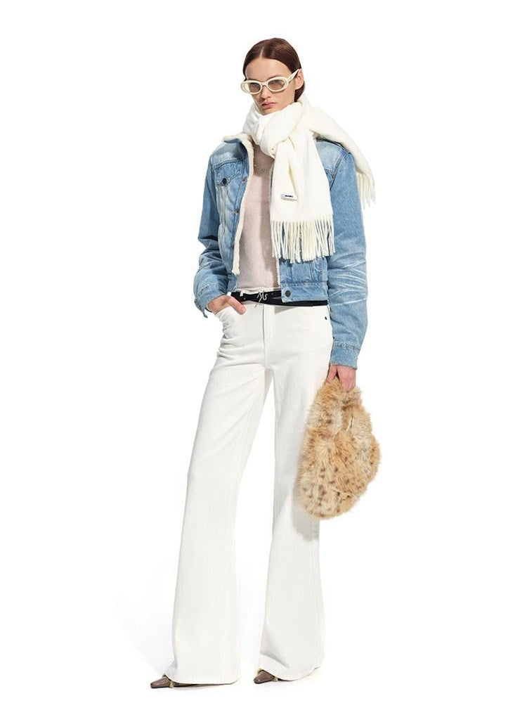 NAWSNOTAWEAR Arctic Inspired Comfort Mid Stretch Natural Waist Snowmelt White Women Straight Leg Jeans