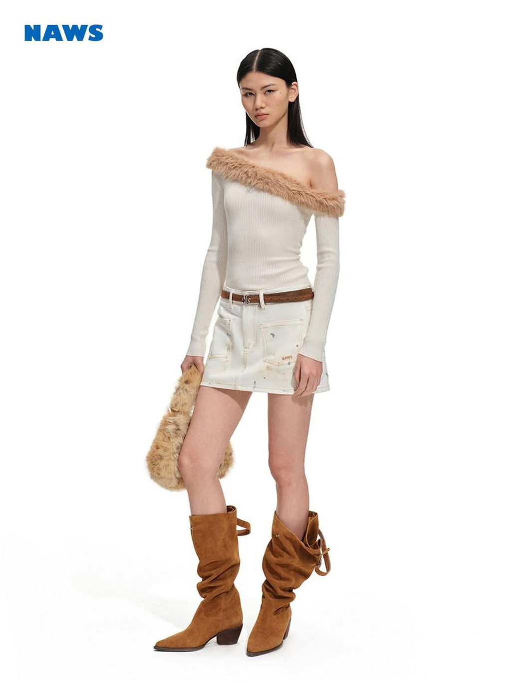 NAWSNOTAWEAR Backless Colorblock Sculptural Slim Women Wool Blend Pullover Sweaters