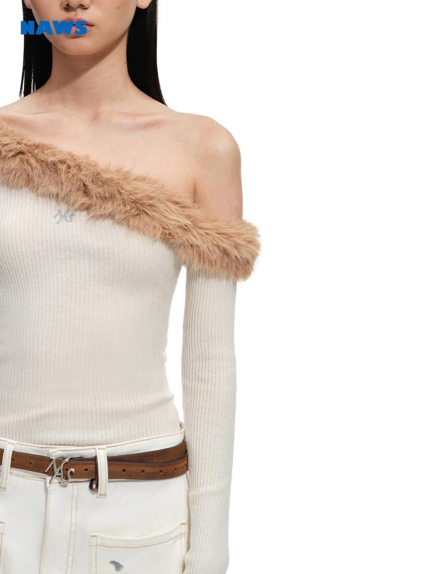 NAWSNOTAWEAR Backless Colorblock Sculptural Slim Women Wool Blend Pullover Sweaters