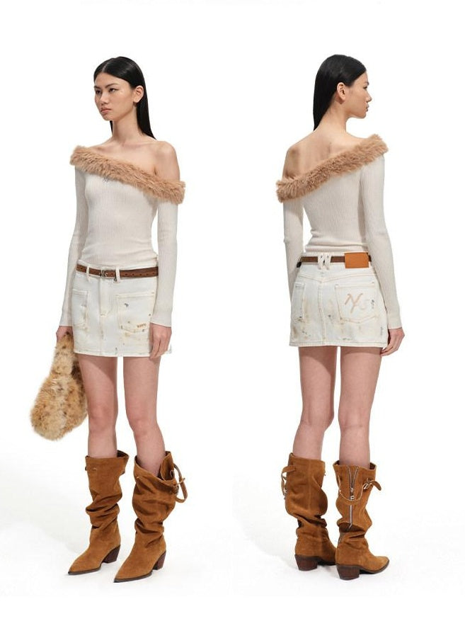 NAWSNOTAWEAR Backless Colorblock Sculptural Slim Women Wool Blend Pullover Sweaters
