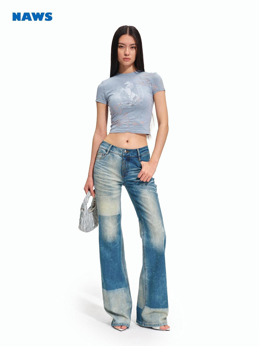 NAWSNOTAWEAR Breathable Cotton Blend Casual Slim Crew Neck Women Animal Print Basic Crop Tops
