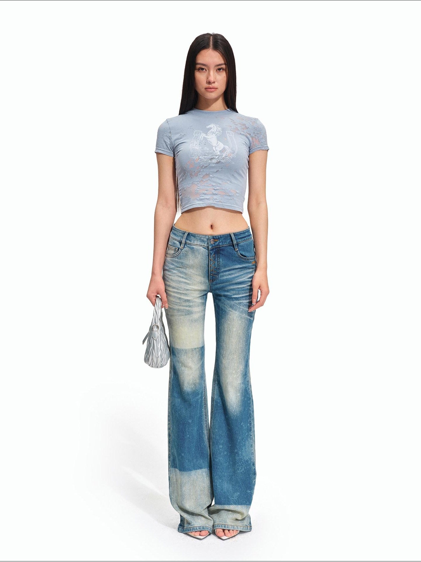 NAWSNOTAWEAR Breathable Cotton Blend Casual Slim Crew Neck Women Animal Print Basic Crop Tops