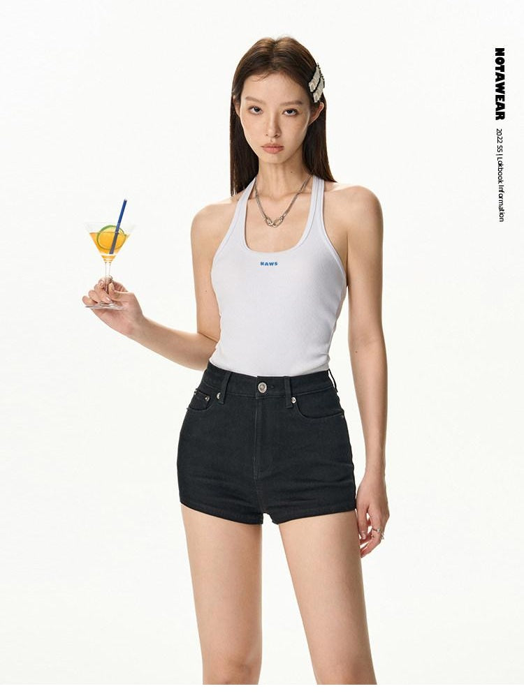 NAWSNOTAWEAR Breathable Cotton Halter Crop Women Letter Print Original Tank Tops