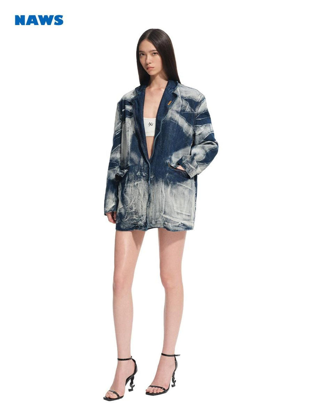 NAWSNOTAWEAR Breathable Cotton Relaxed Fit Lapel Casual Women Storm Blue Blazers
