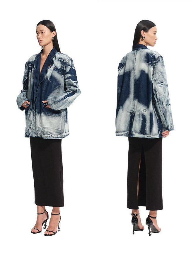 NAWSNOTAWEAR Breathable Cotton Relaxed Fit Lapel Casual Women Storm Blue Blazers