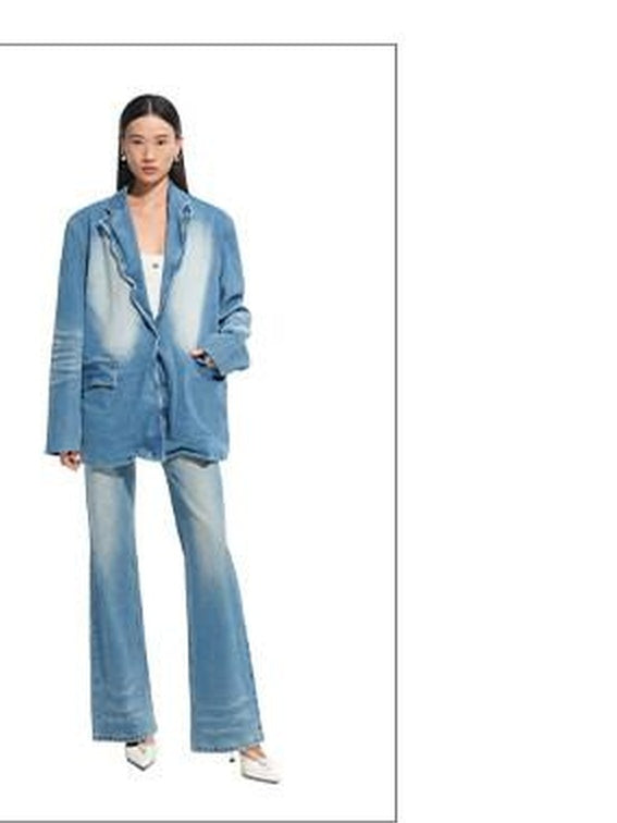 NAWSNOTAWEAR Breathable Cotton Relaxed Fit Lapel Casual Women Storm Blue Blazers