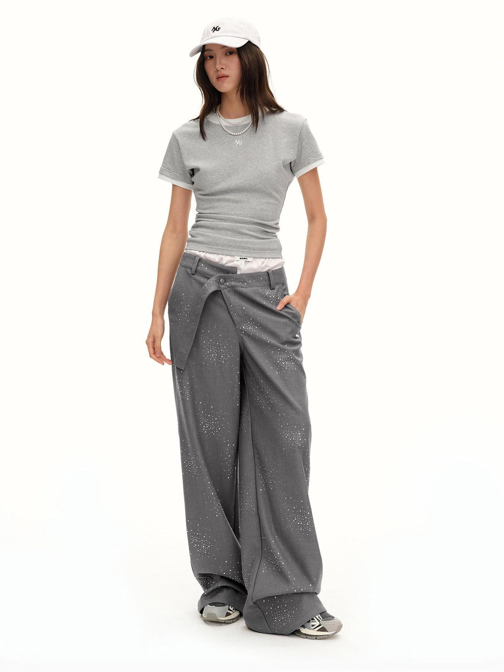 NAWSNOTAWEAR Breathable Cotton Ruched Slim Fit Cropped Women Crew Neck Short Sleeve T-Shirts