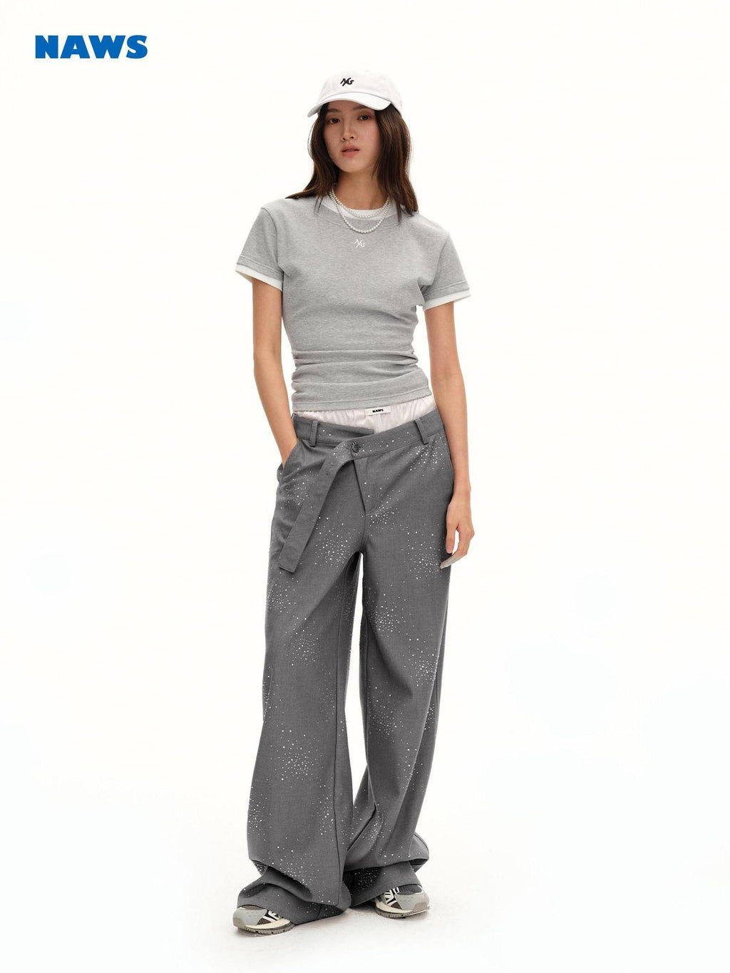 NAWSNOTAWEAR Breathable Cotton Ruched Slim Fit Cropped Women Crew Neck Short Sleeve T-Shirts