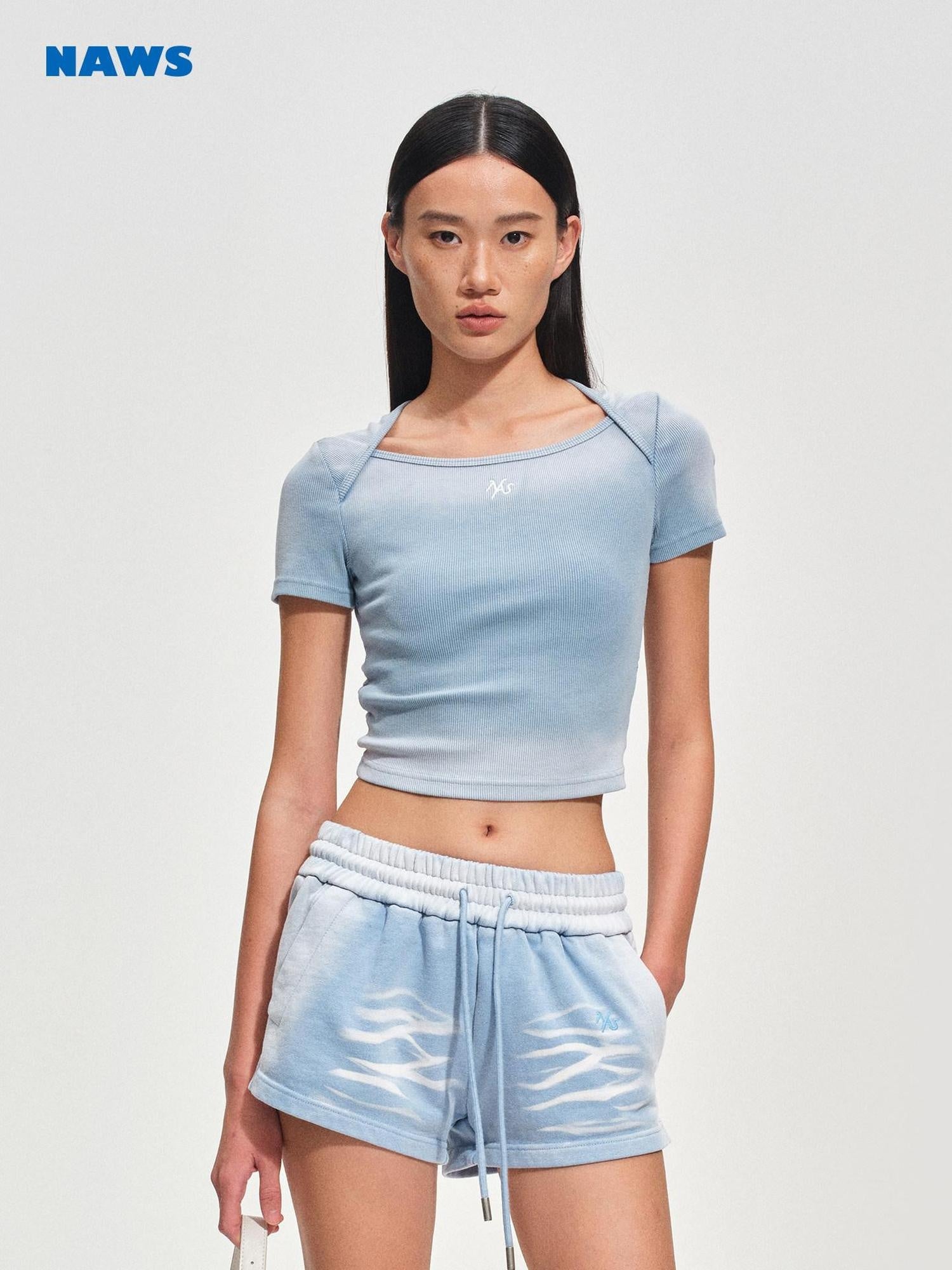 NAWSNOTAWEAR Breathable Distressed Slim Fit Women Equestrian Cotton Spandex Basic Crop Tops