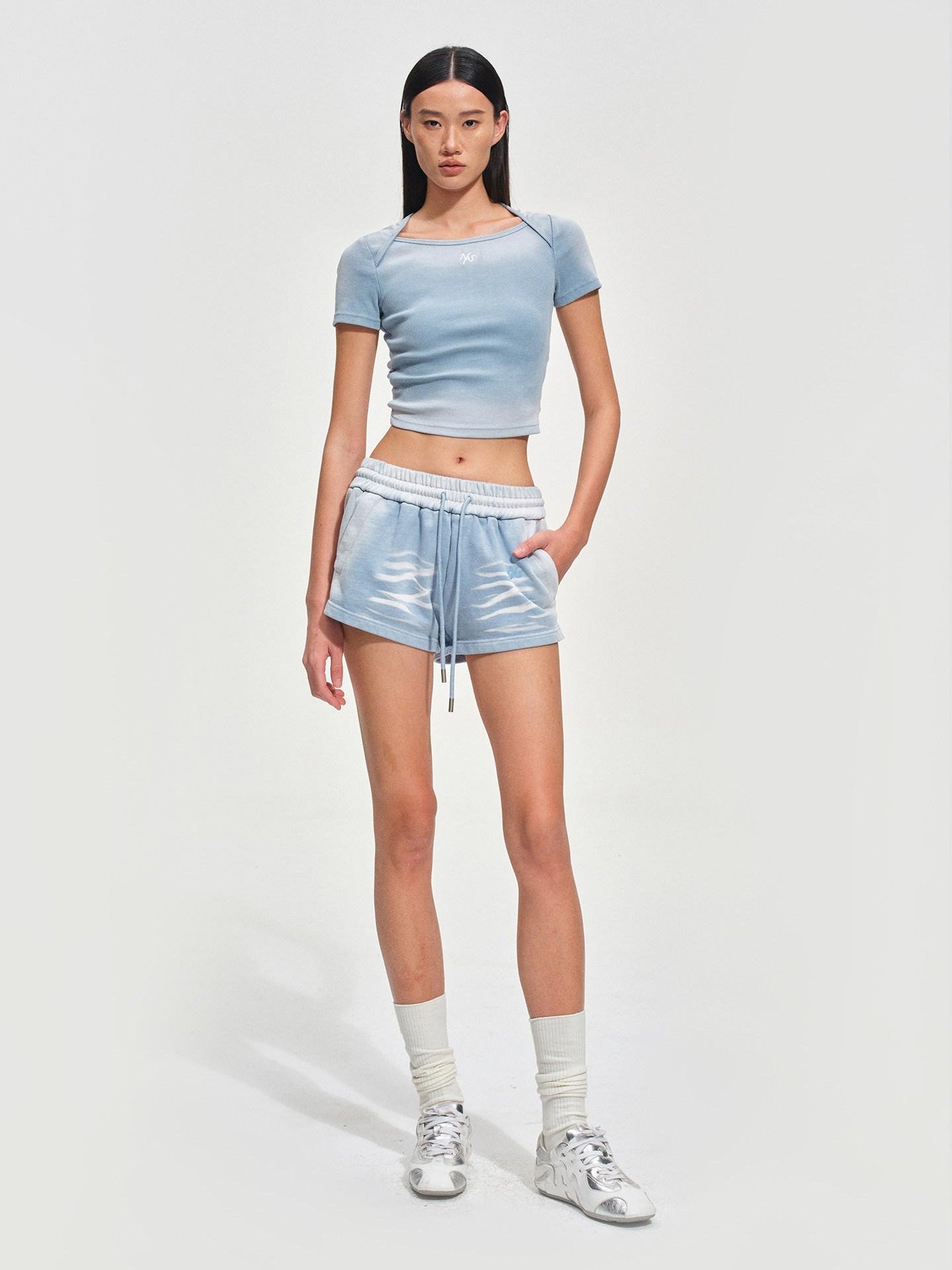 NAWSNOTAWEAR Breathable Distressed Slim Fit Women Equestrian Cotton Spandex Basic Crop Tops
