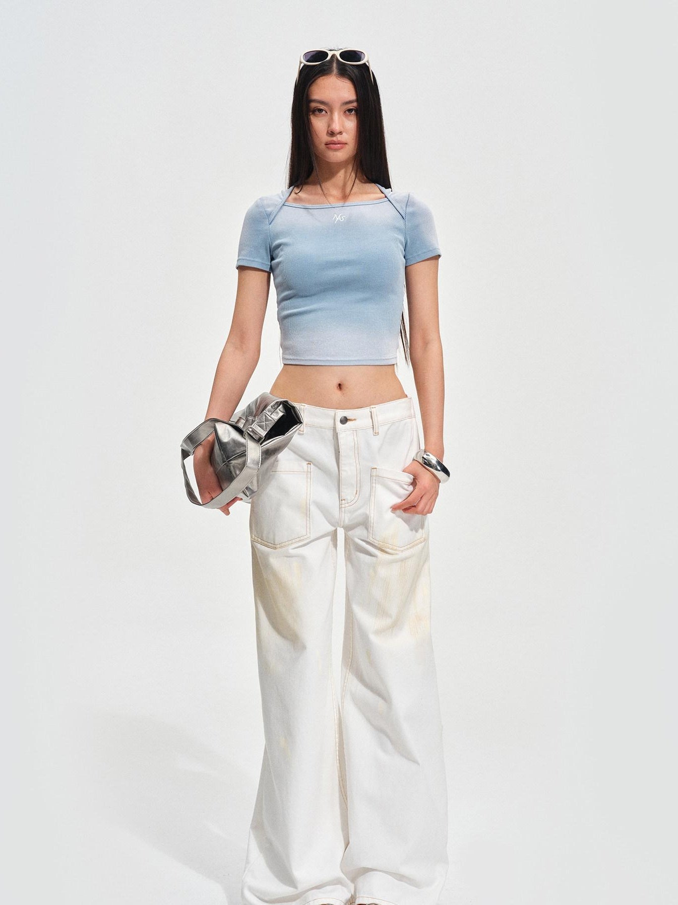 NAWSNOTAWEAR Breathable Distressed Slim Fit Women Equestrian Cotton Spandex Basic Crop Tops