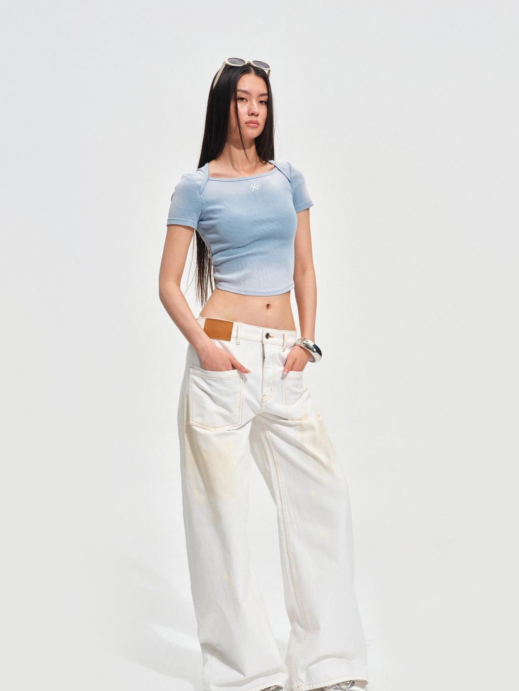 NAWSNOTAWEAR Breathable Distressed Slim Fit Women Equestrian Cotton Spandex Basic Crop Tops