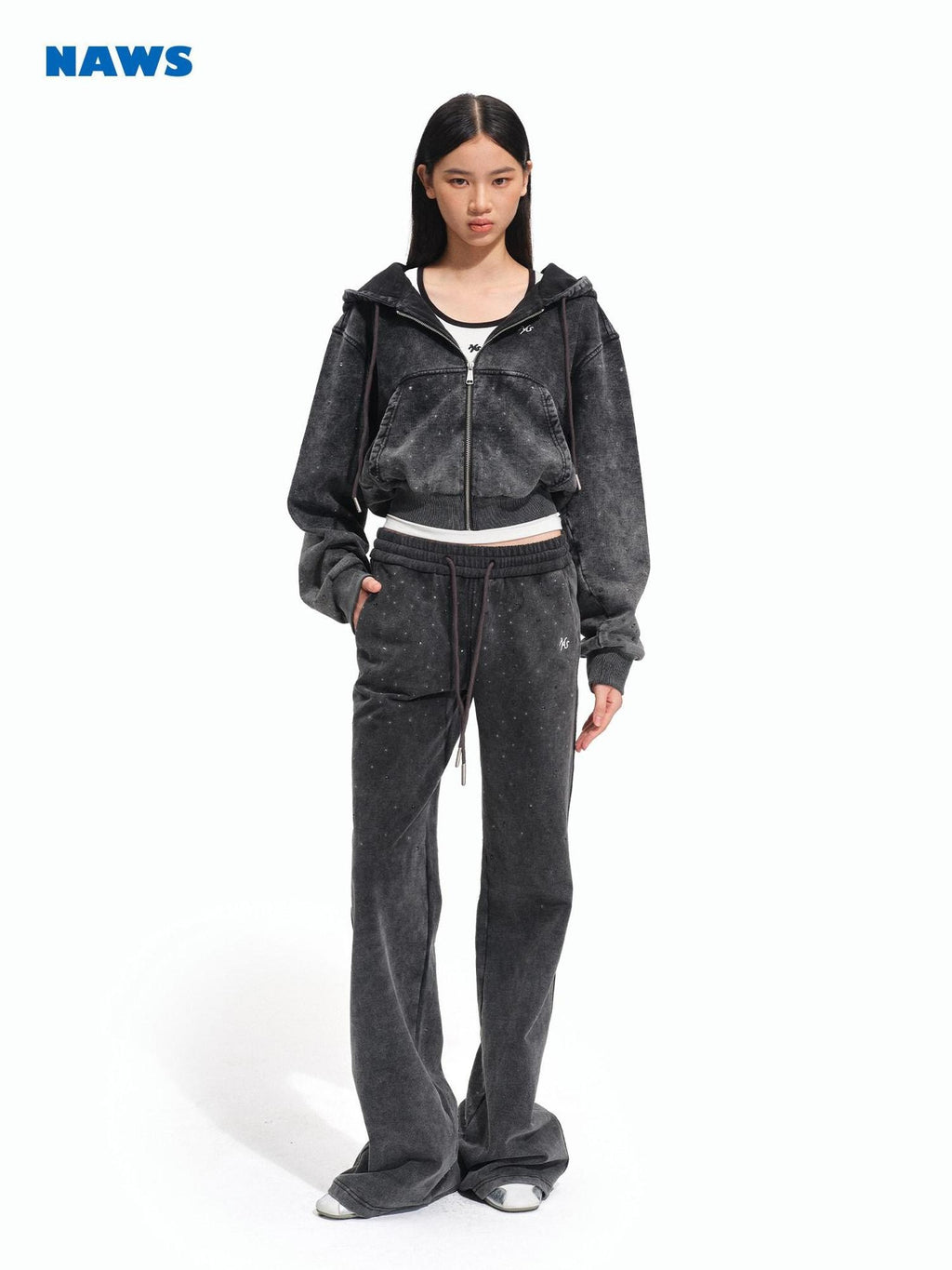 NAWSNOTAWEAR Breathable Durable Pure Cotton Cropped Zip Hooded Casual Women Letter Hoodie