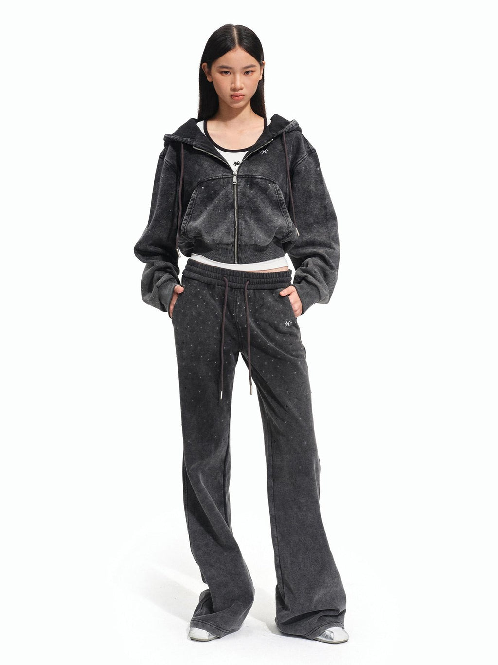 NAWSNOTAWEAR Breathable Durable Pure Cotton Cropped Zip Hooded Casual Women Letter Hoodie