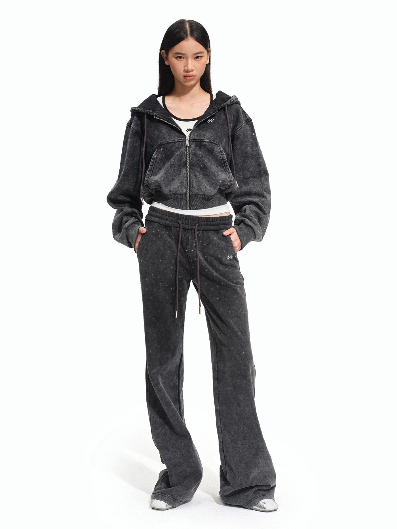 NAWSNOTAWEAR Breathable Durable Pure Cotton Cropped Zip Hooded Casual Women Letter Hoodie