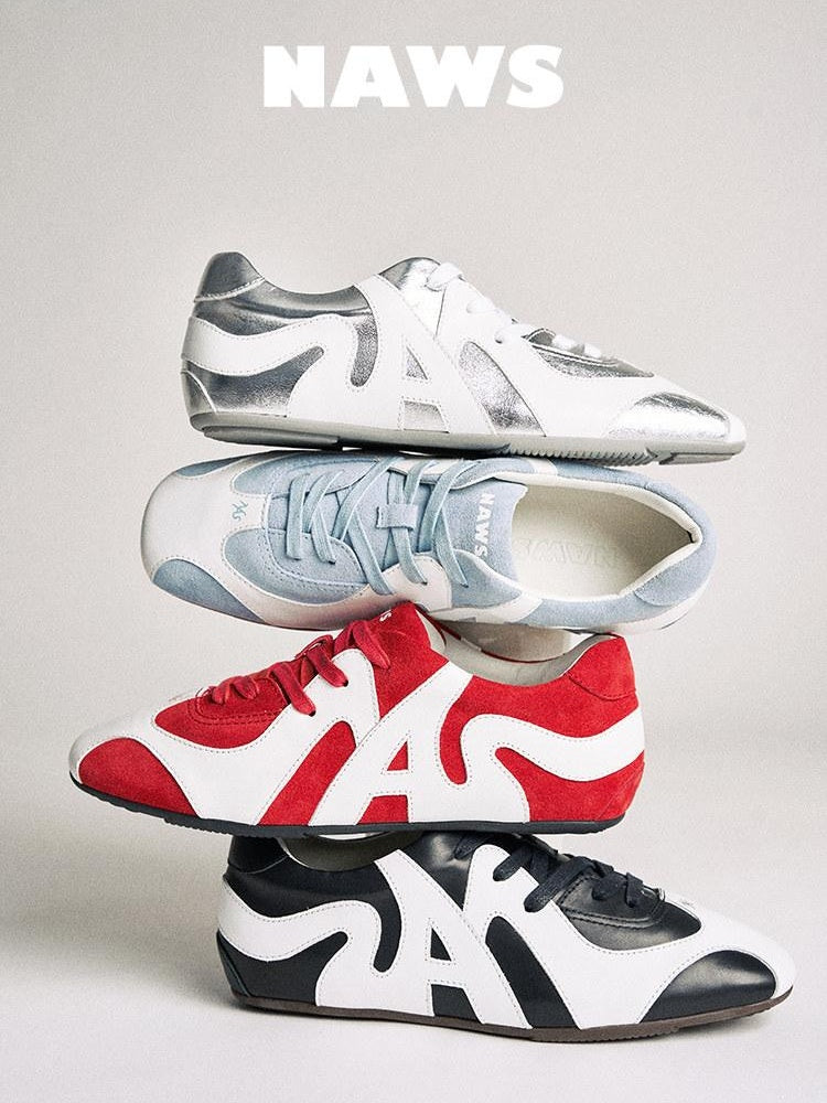 NAWSNOTAWEAR Breathable Mixed Material Casual Derby Women Red Black Silver Sneakers
