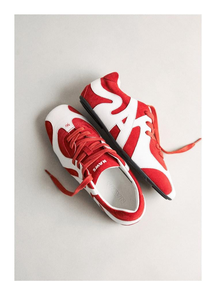 NAWSNOTAWEAR Breathable Mixed Material Casual Derby Women Red Black Silver Sneakers