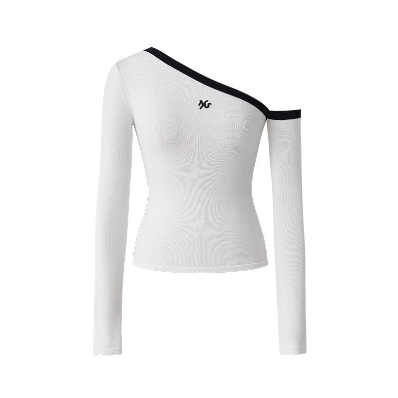 NAWSNOTAWEAR_Breathable_Slim_Asymmetrical_Neck_Pullover_Female_Nylon_Long_Sleeve_T-Shirts_MISSTT