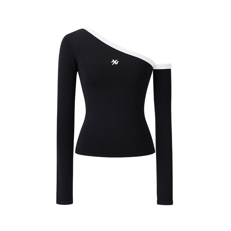 NAWSNOTAWEAR_Breathable_Slim_Asymmetrical_Neck_Pullover_Female_Nylon_Long_Sleeve_T-Shirts_MISSTT