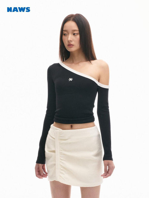 NAWSNOTAWEAR Breathable Slim Asymmetrical Neck Pullover Female Nylon Long Sleeve T-Shirts