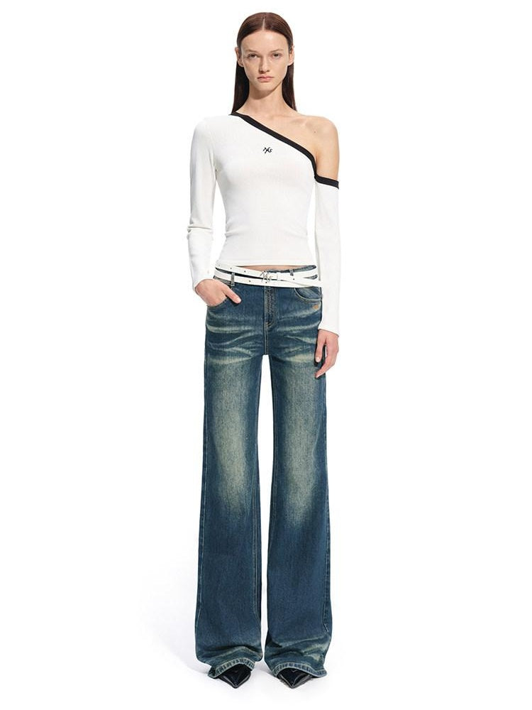 NAWSNOTAWEAR Breathable Slim Asymmetrical Neck Pullover Female Nylon Long Sleeve T-Shirts