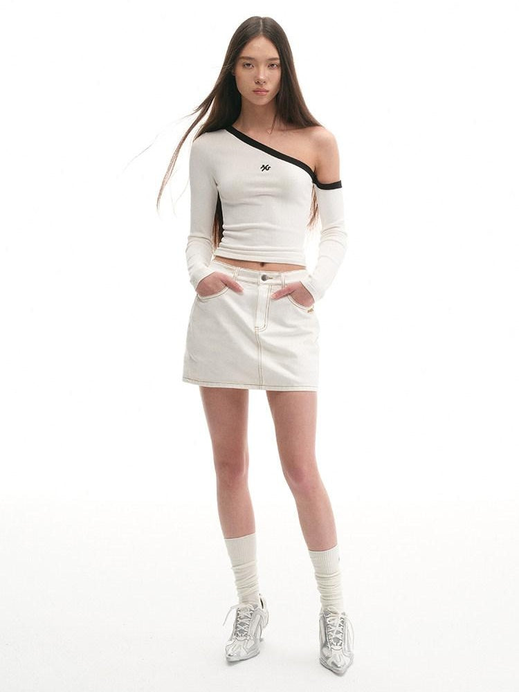 NAWSNOTAWEAR Breathable Slim Asymmetrical Neck Pullover Female Nylon Long Sleeve T-Shirts