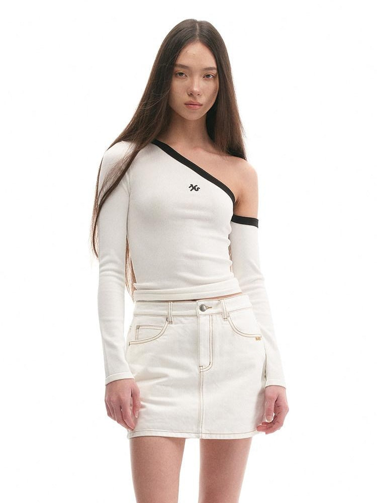 NAWSNOTAWEAR Breathable Slim Asymmetrical Neck Pullover Female Nylon Long Sleeve T-Shirts