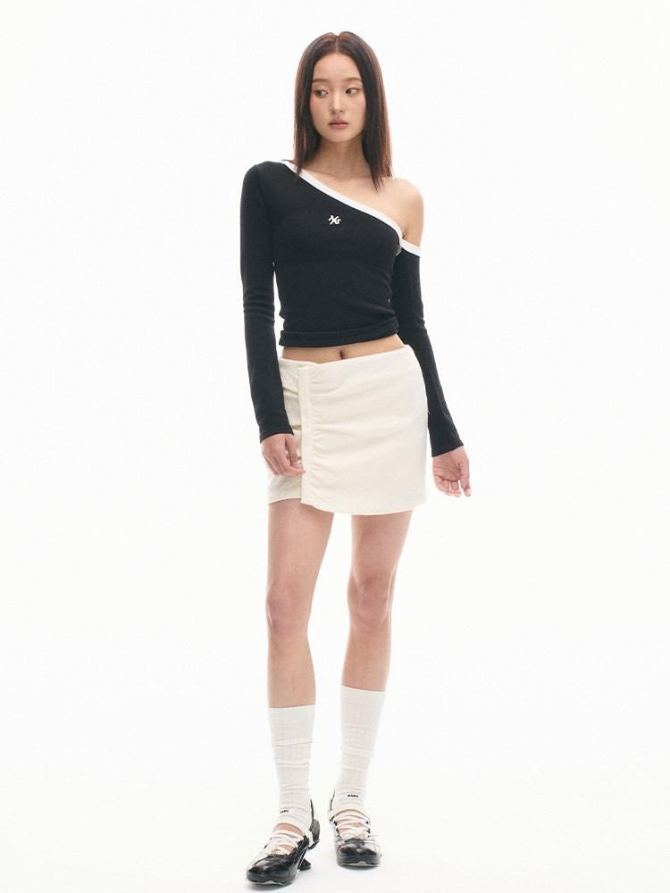 NAWSNOTAWEAR Breathable Slim Asymmetrical Neck Pullover Female Nylon Long Sleeve T-Shirts
