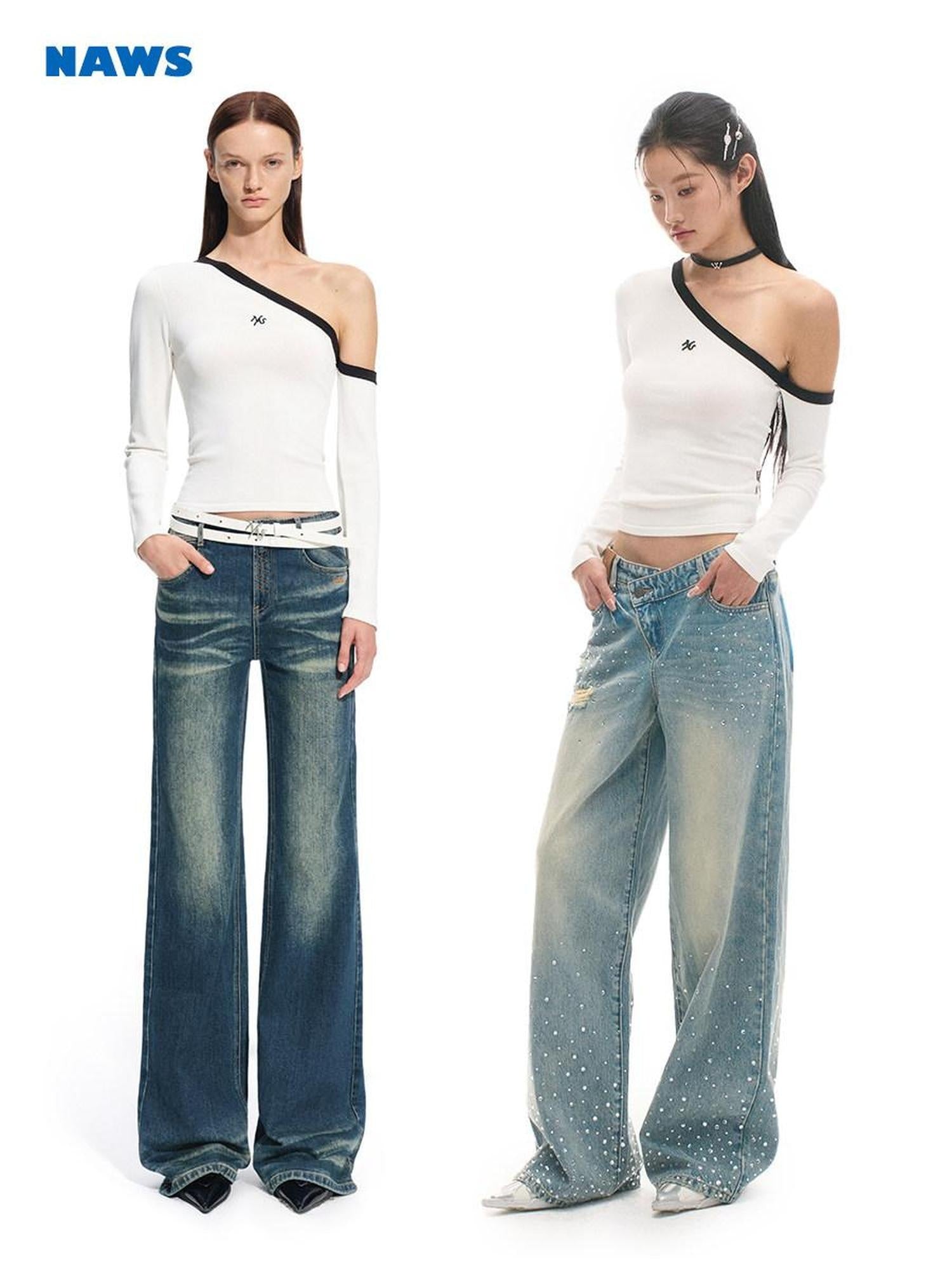 NAWSNOTAWEAR Breathable Slim Asymmetrical Neck Pullover Female Nylon Long Sleeve T-Shirts