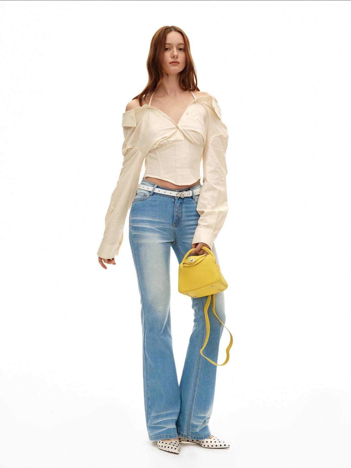 NAWSNOTAWEAR Breathable Sun Protection Tencel Blend Fitted Collar Cropped Women Cream Shirts