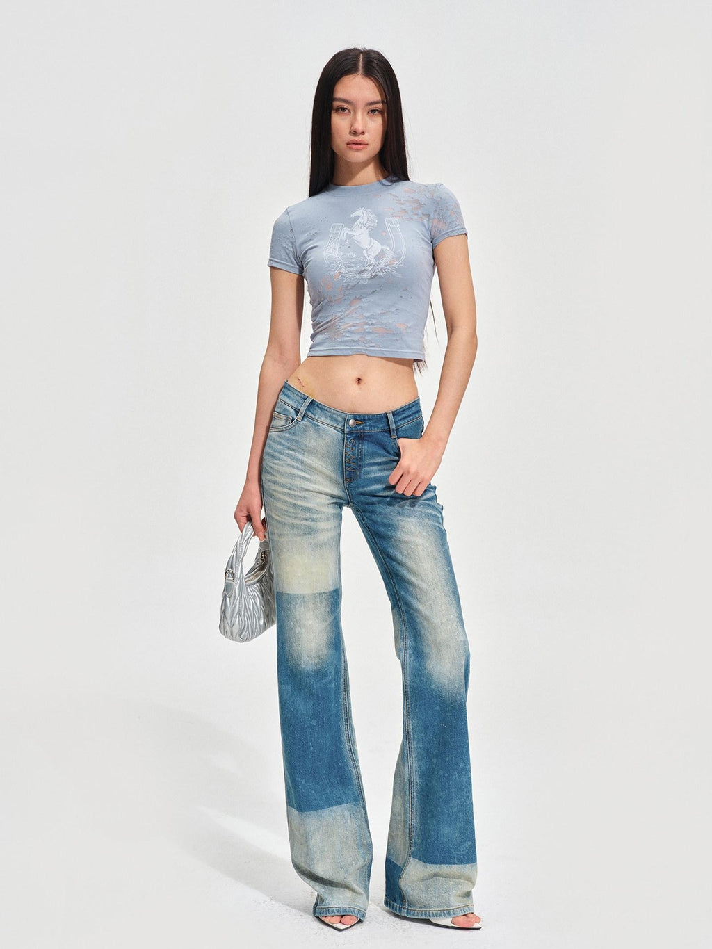 NAWSNOTAWEAR Button Fly Vintage Natural Waist Galaxy Blue Straight Leg Jeans
