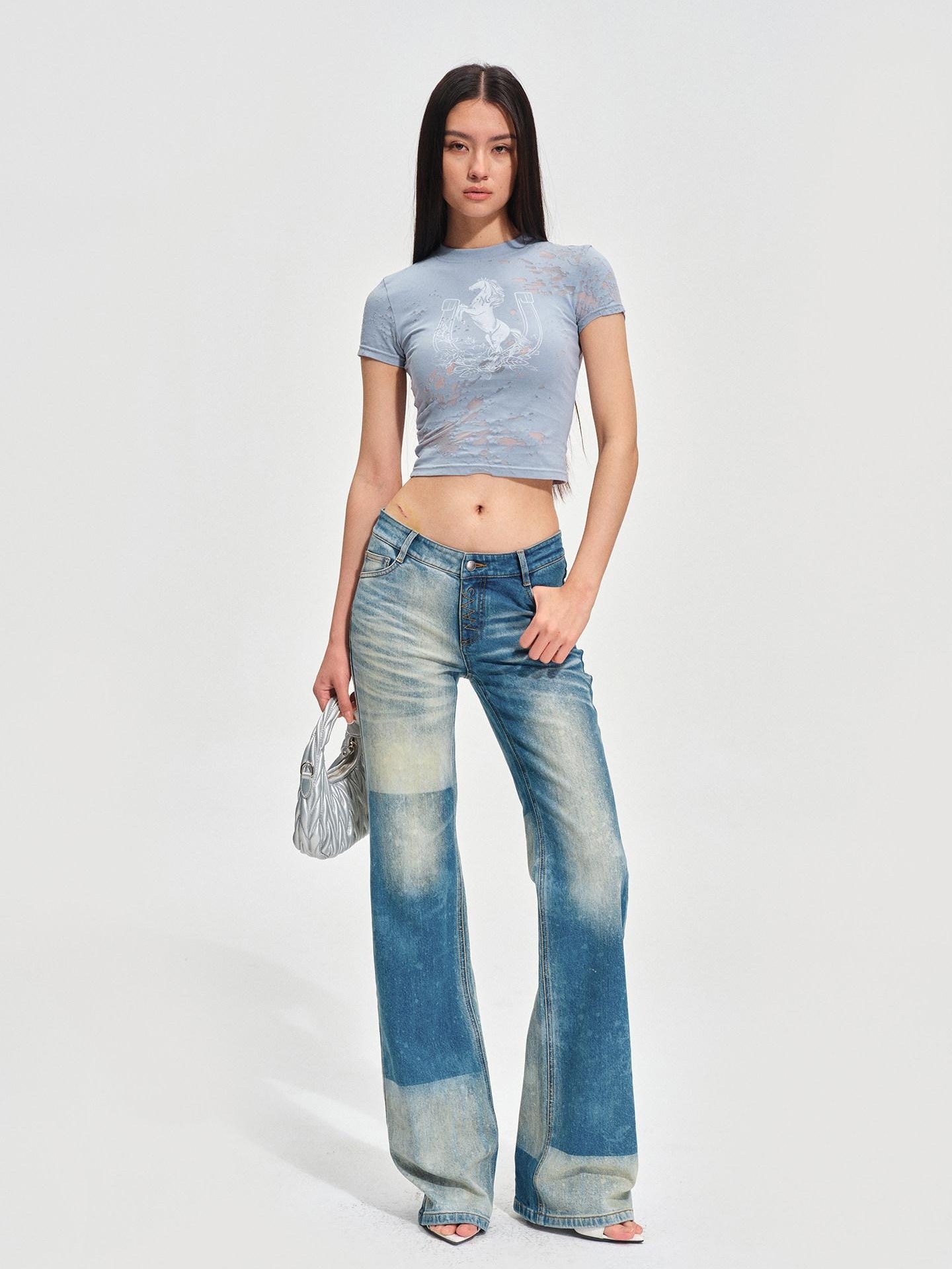NAWSNOTAWEAR Button Fly Vintage Natural Waist Galaxy Blue Straight Leg Jeans