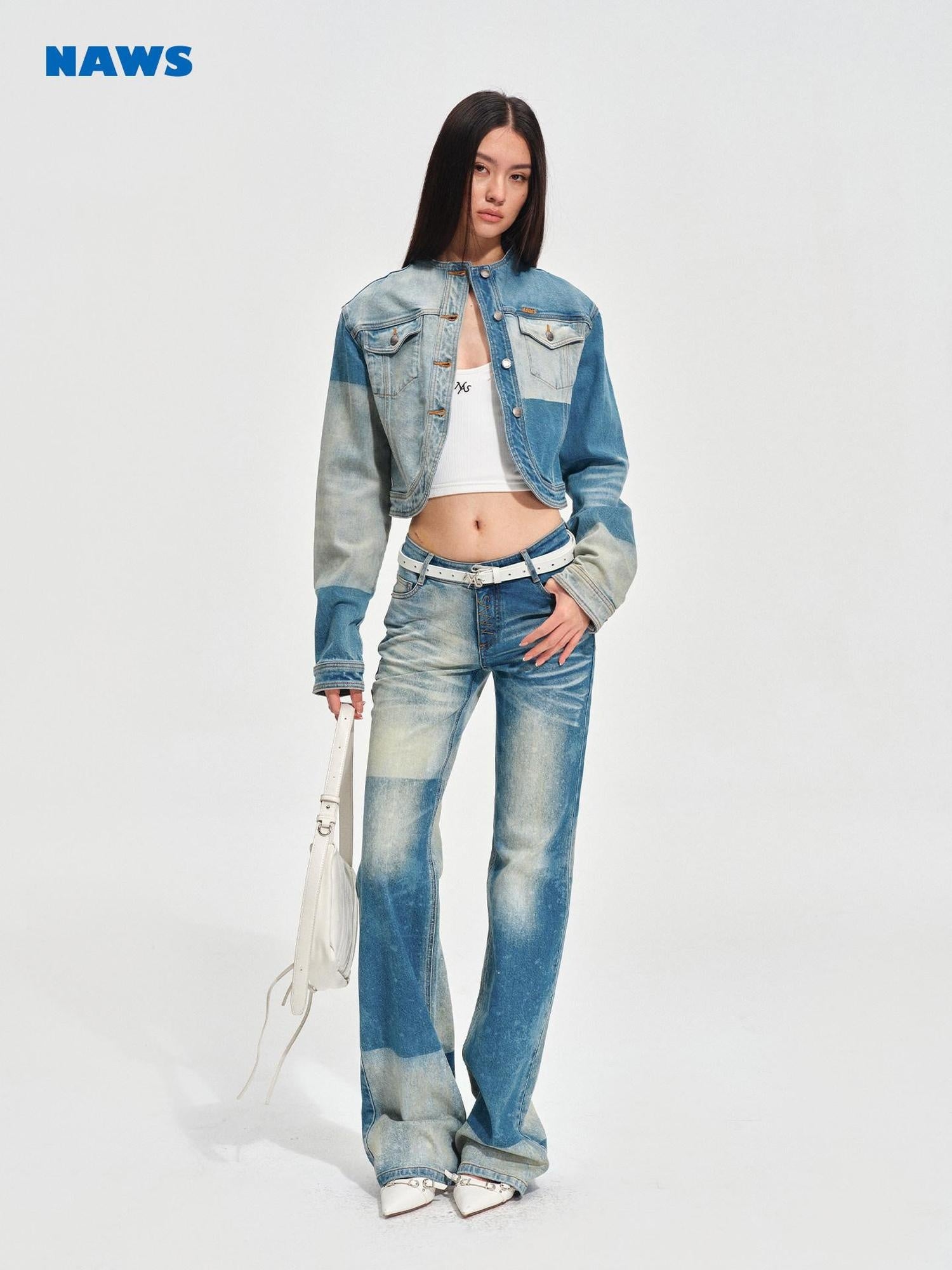 NAWSNOTAWEAR Button Fly Vintage Natural Waist Galaxy Blue Straight Leg Jeans