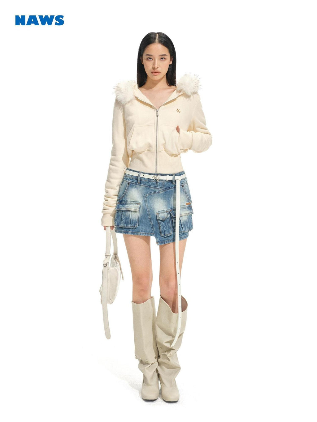 NAWSNOTAWEAR Cloud Beige Soft Zip Loose Fit Commuter Long Sleeve Womens Casual Hoodie