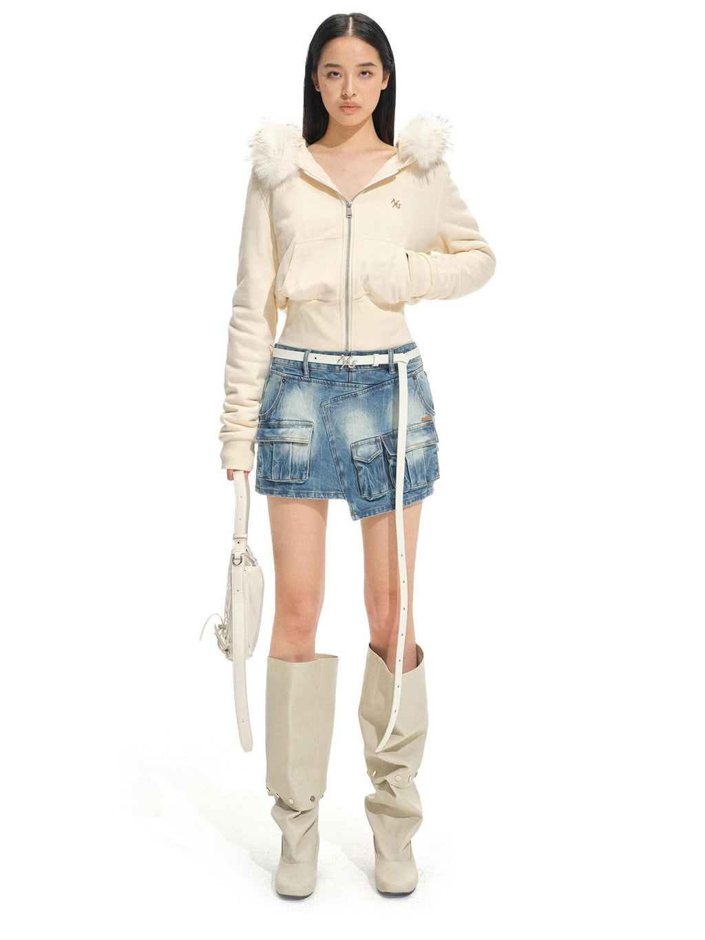 NAWSNOTAWEAR Cloud Beige Soft Zip Loose Fit Commuter Long Sleeve Womens Casual Hoodie