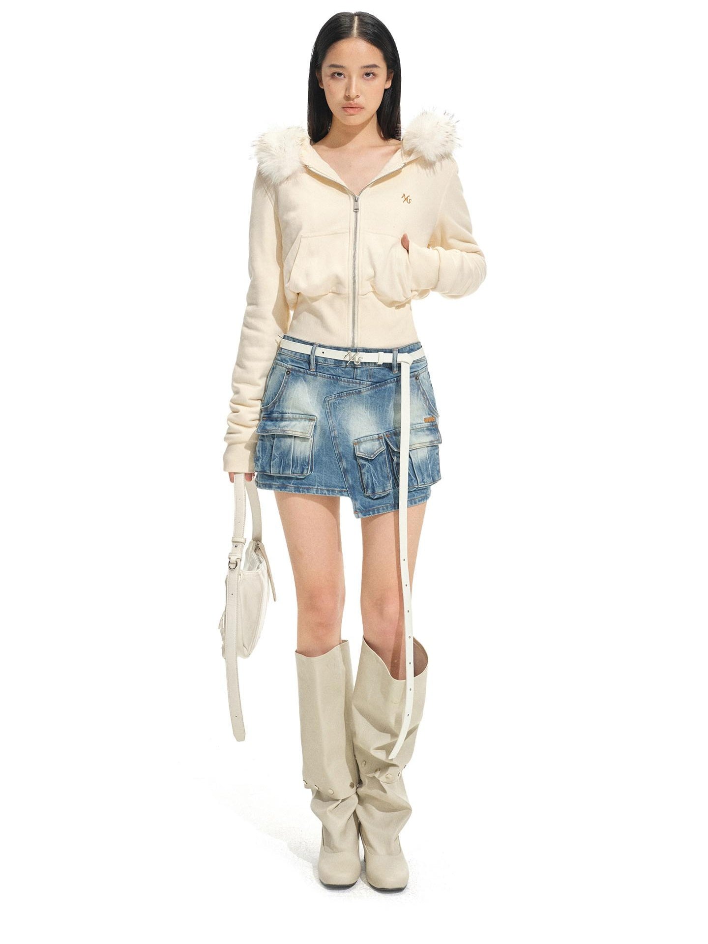 NAWSNOTAWEAR Cloud Beige Soft Zip Loose Fit Commuter Long Sleeve Womens Casual Hoodie