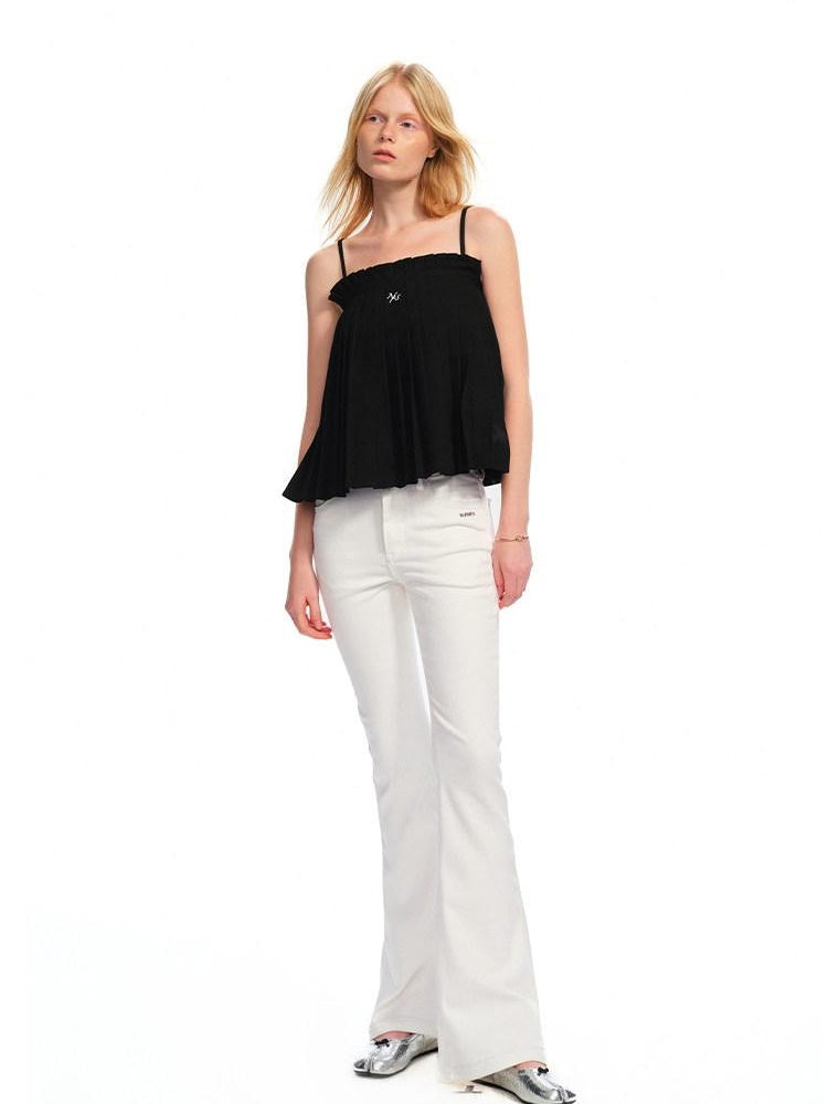NAWSNOTAWEAR Comfort Stretch Casual Slim Natural Waist Button Denim Flared Jeans