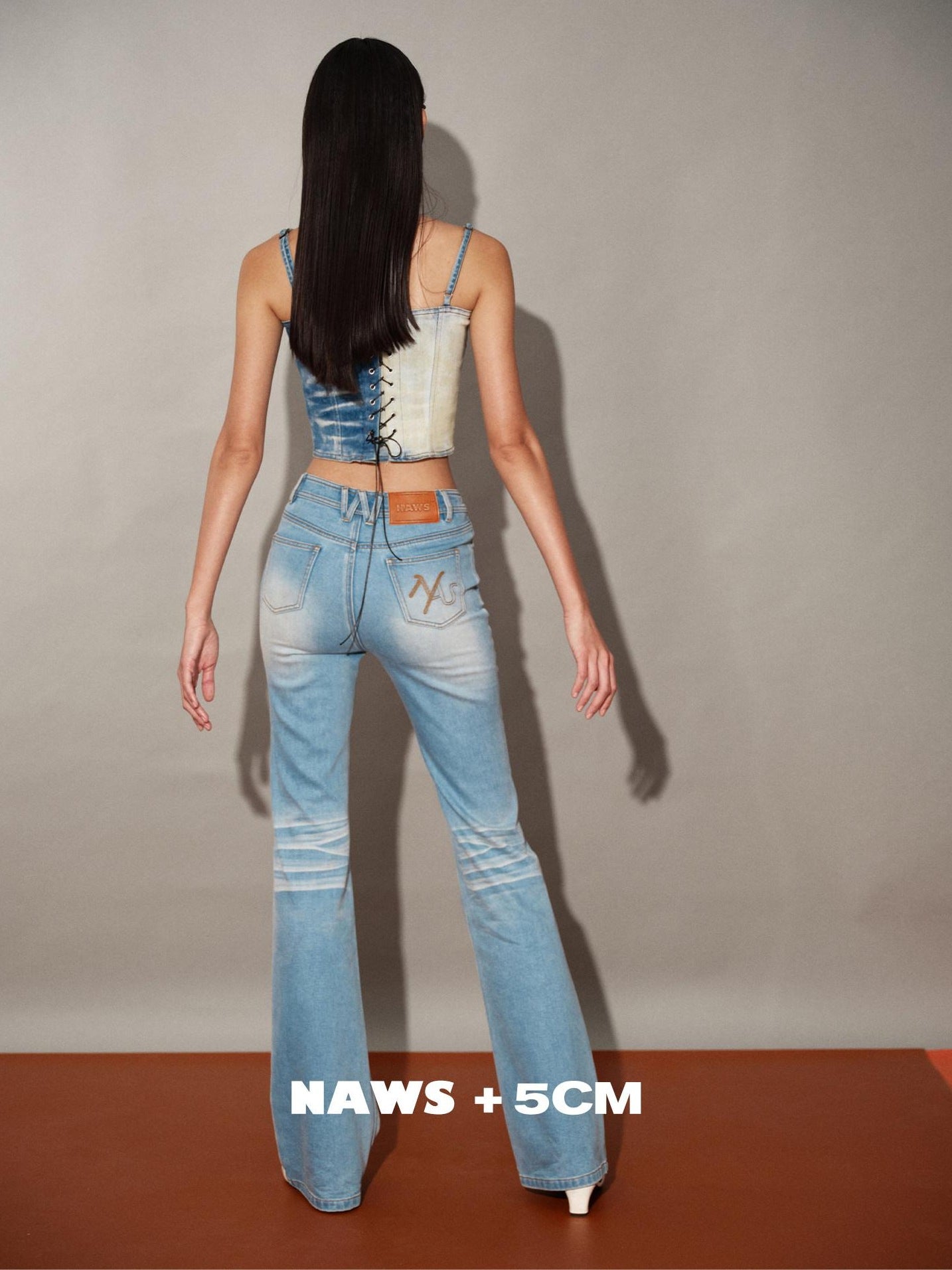 NAWSNOTAWEAR Comfort Stretch Washed Denim Natural Waist Casual Ladies Straight Leg Jeans